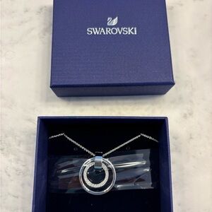 Swarovski Hollow Pendant Necklace with Crystal Pave Accents